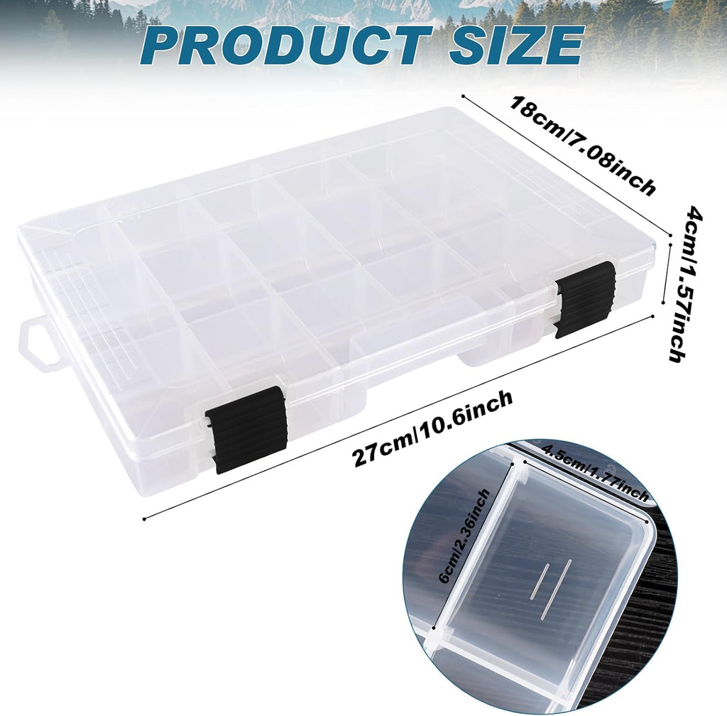 Fishing Tackle Boxes,3600 Tackle Tray Clear Plastic Fishing Box | with Removable Dividers Fishing Storage Organizer Boxes for Lures (2 Packs)